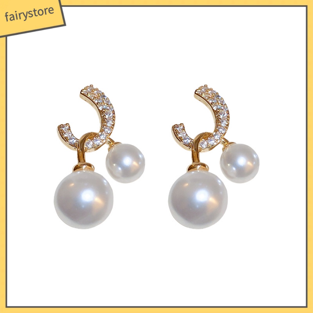 1 Đôi Bông Tai Xỏ Lỗ Đính Ngọc Trai Giả Thời Trang Dành Cho Nữ