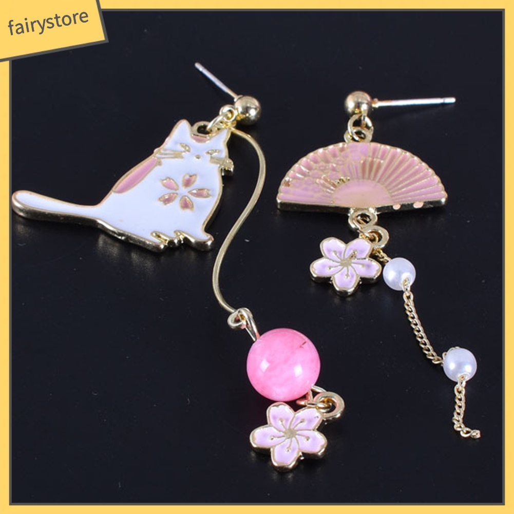 Bông Tai Mạ Bạc Hình Mèo Đính Hoa Thời Trang Cho Nữ