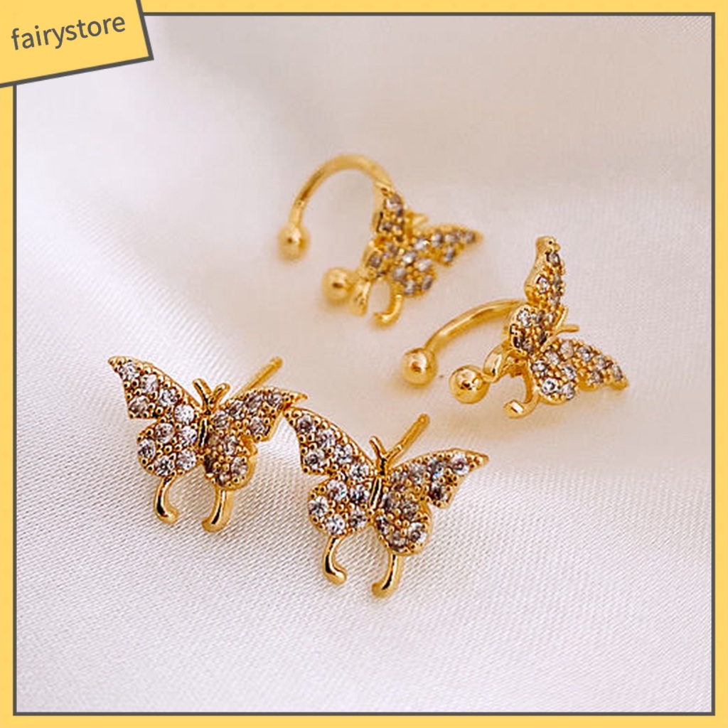 Bông Tai Dạng Kẹp Hình Bướm Lấp Lánh Cho Nữ