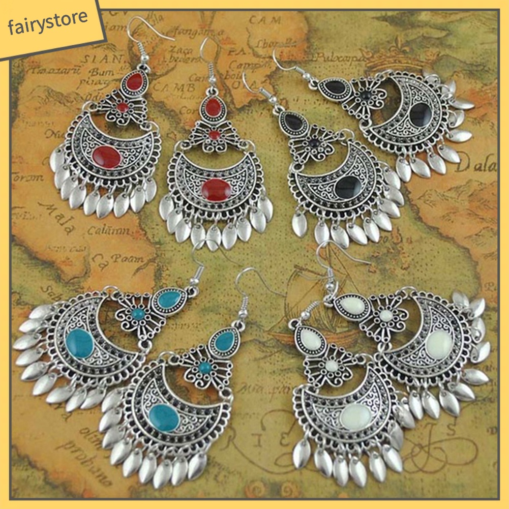 Bông Tai Hình Học Đính Đá Nhân Tạo Phong Cách Bohemian Dành Cho Nữ