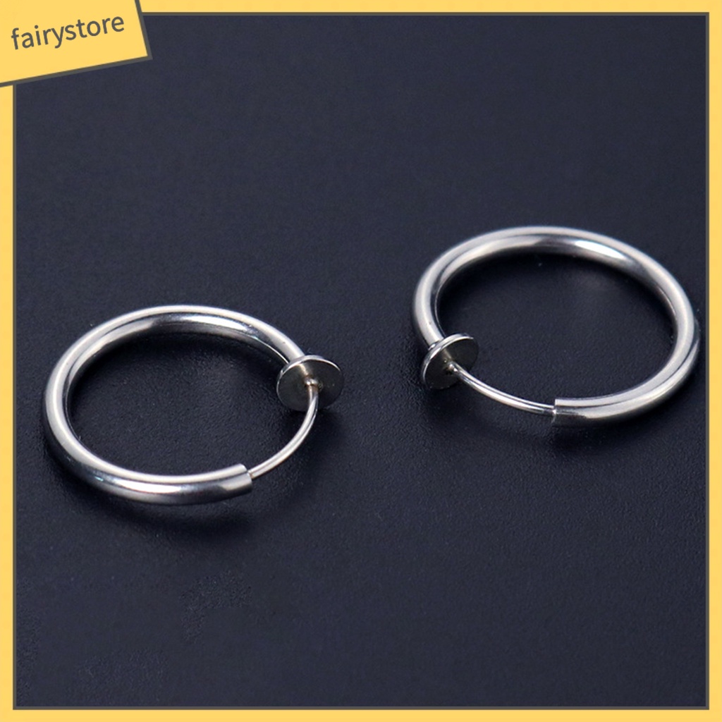 1 Khuyên Tai Tròn Unisex Không Cần Xỏ Lỗ Dùng Hàng Ngày