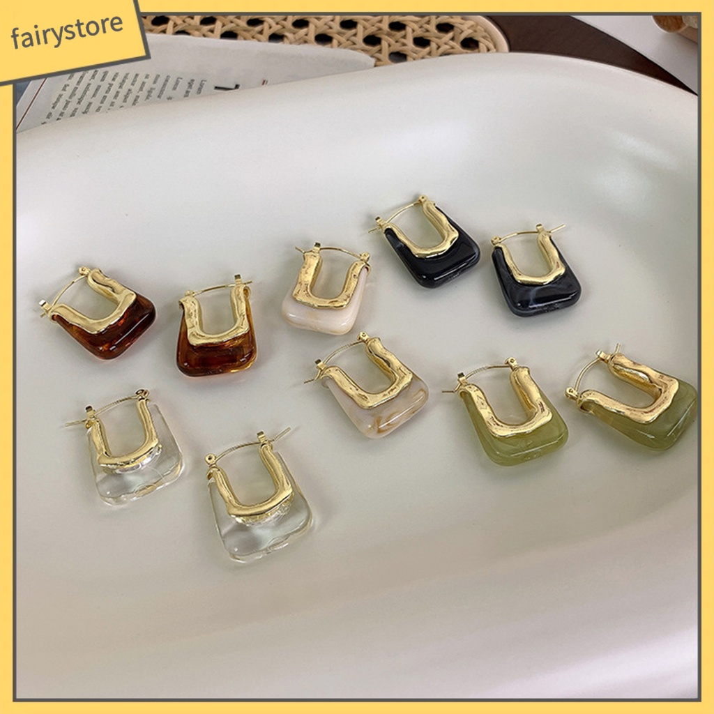 1 Đôi Bông Tai Hình Chữ U Bằng Nhựa Acrylic Phong Cách Vintage Dành Cho Nữ