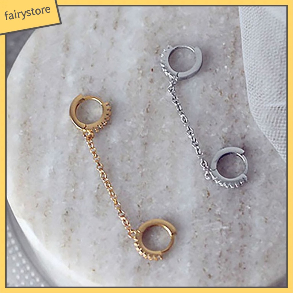 1 Đôi Bông Tai Tròn Đính Đá Zircon Thời Trang Dành Cho Nữ