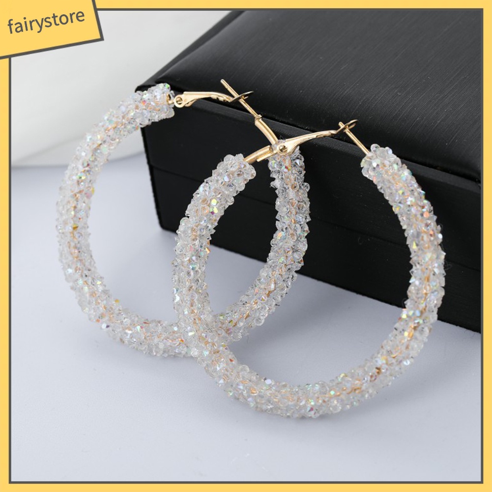 Đôi Bông Tai Khoen Tròn Đính Đá Thời Trang Cho Nữ