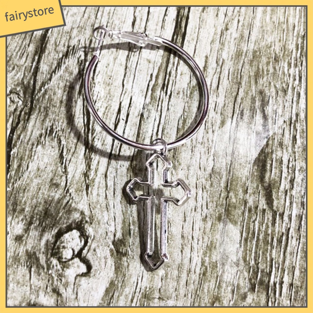 Bông Tai Hình Tròn / Chữ Thập Phong Cách Punk Cá Tính Cho Nữ