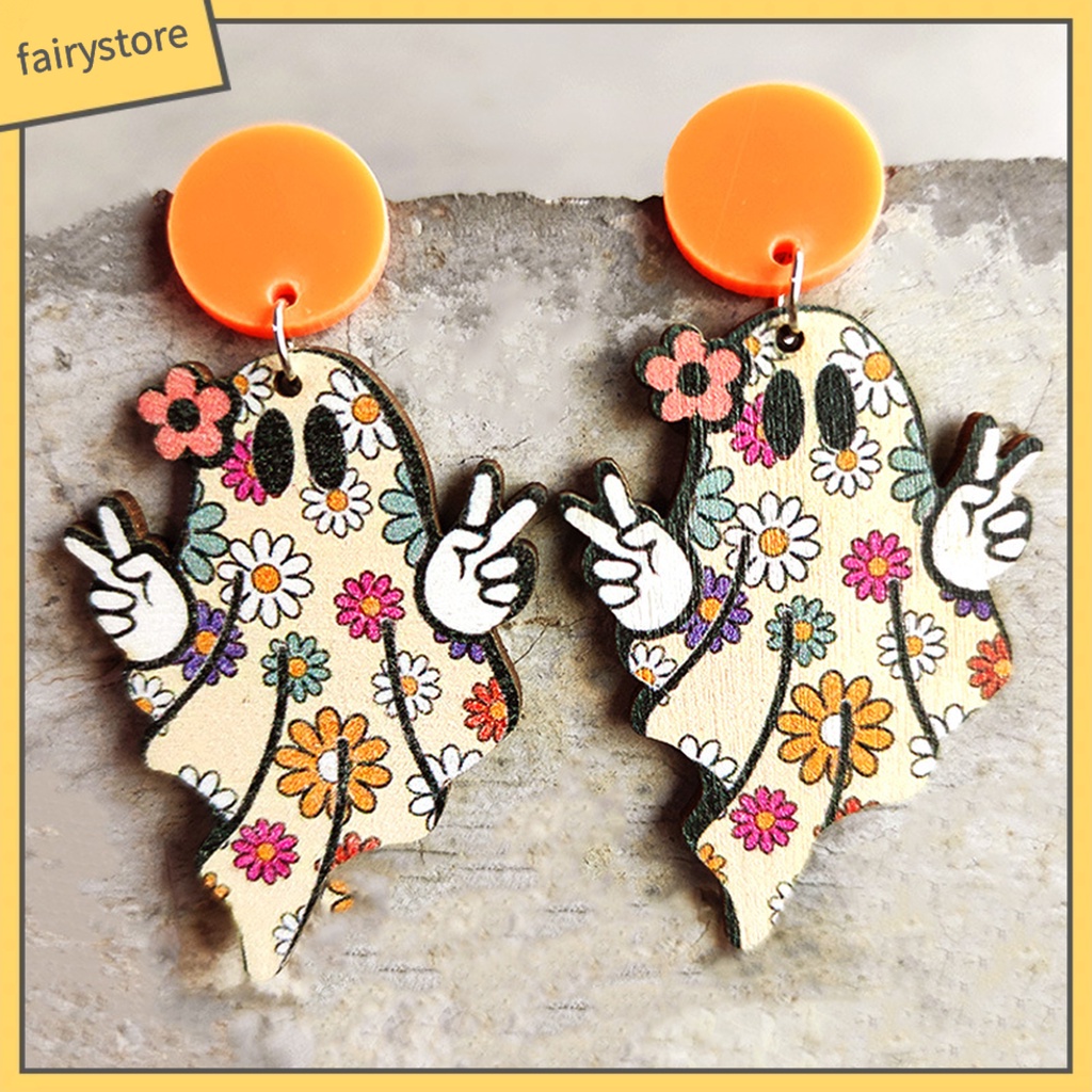 1 Đôi Bông Tai Hình Bí Ngô Hoạt Hình Phong Cách Vintage