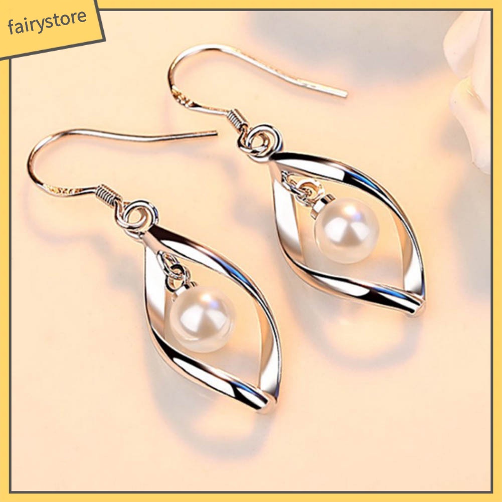 Khuyên Tai Dạng Móc Đính Ngọc Trai Nhân Tạo Thanh Lịch Cho Nữ