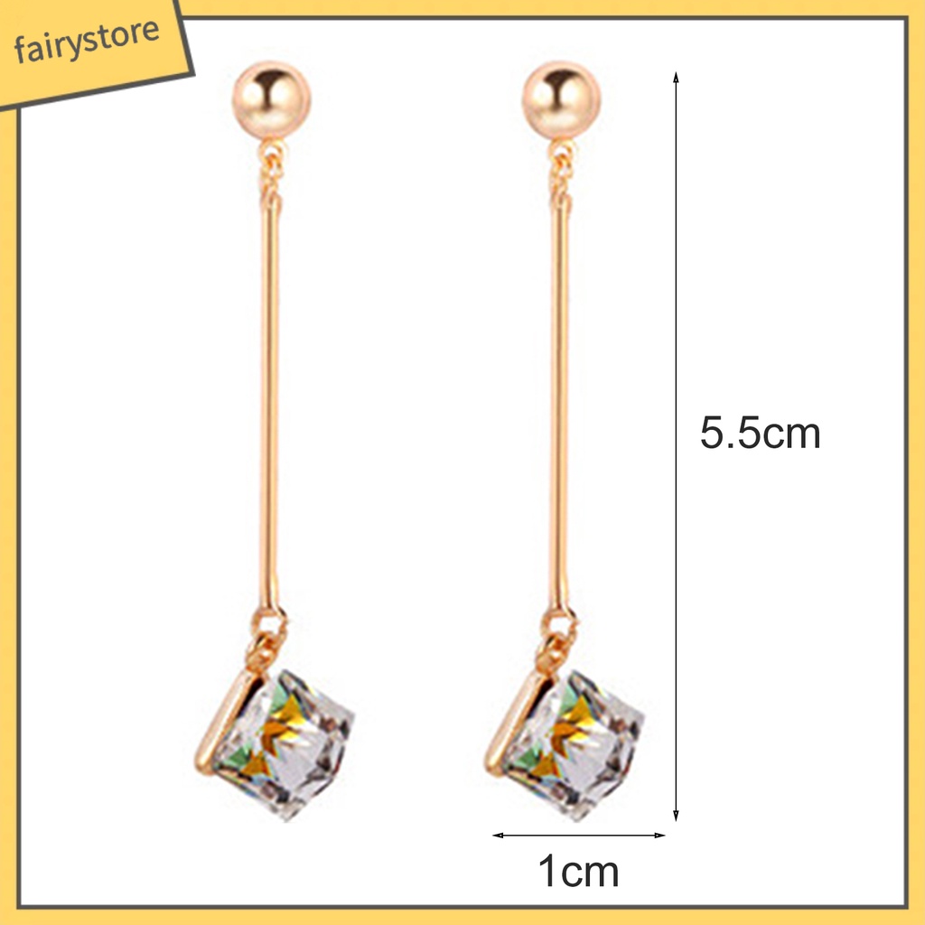 1 Đôi Bông Tai Dài Đính Đá Thời Trang Dành Cho Nữ