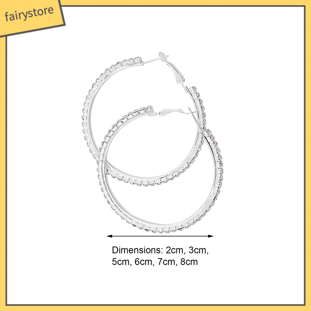 1 Đôi Bông Tai Hình Tròn Lớn Bằng Hợp Kim Đính Đá Dành Cho Nữ Sinh Nhật Kỷ Niệm