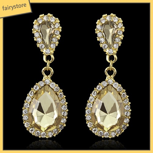 Bông Tai Hình Giọt Nước Đính Đá Sang Trọng Cho Cô Dâu