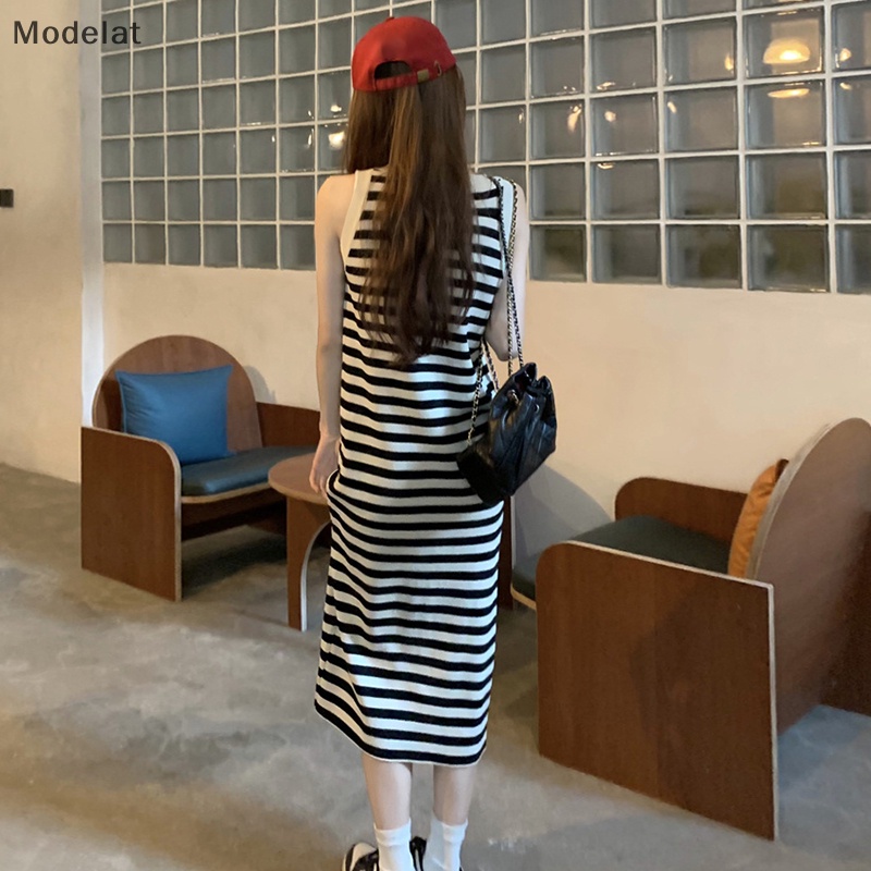 Mfc Đầm Không Tay Dáng Suông Họa Tiết Kẻ Sọc Phong Cách Hàn Quốc Cơ Bản Dành Cho Bạn Nữ WTD