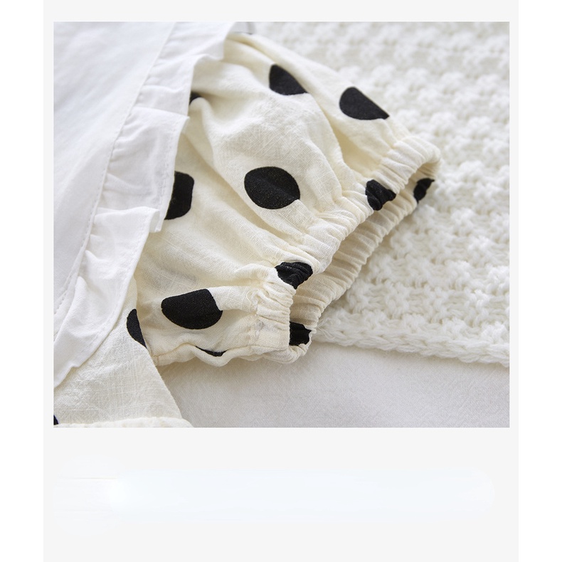 Áo Liền Quần Cổ Bẻ In Họa Tiết Chấm Bi Dành Cho Bé Trai Gái 0-24 Tháng Tuổi