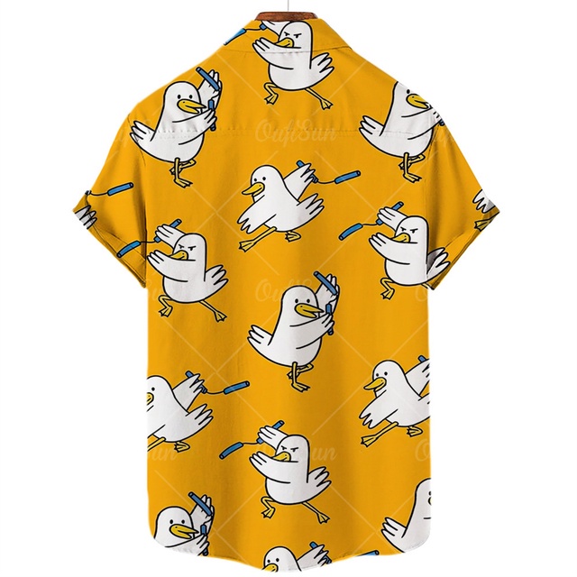 Áo Sơ Mi Đi Biển Dáng Rộng Họa Tiết Chim Bồ Câu Vui Nhộn Thời Trang Cho Nam Và Nữ