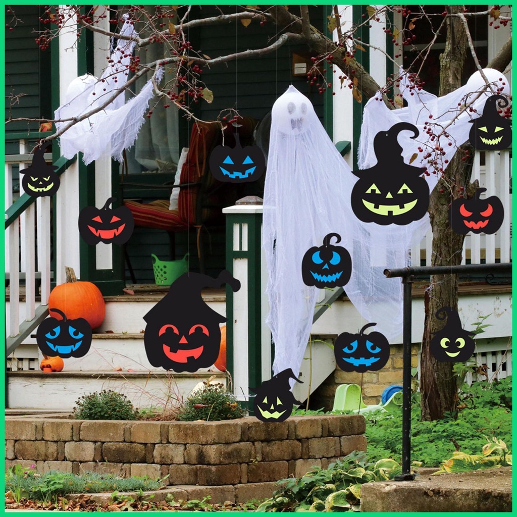 Bộ Sticker Dán Trang Trí Halloween Hình Bí Ngô Phát Sáng Chống Nước Dành Cho Trẻ Em