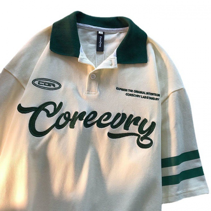 Áo Thun Nam Tay Ngắn Cổ Bẻ Dáng Rộng Phong Cách Nhật Bản Thời Trang Xuân Hè 2023