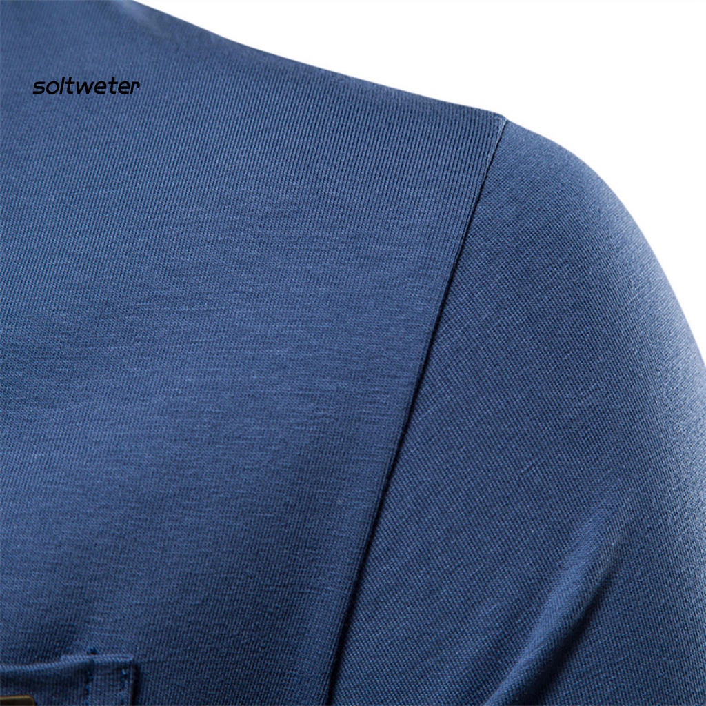 Áo nam Cổ Chữ V Màu Trơn Có Túi Nhẹ Nhàng Thời Trang Mùa Hè