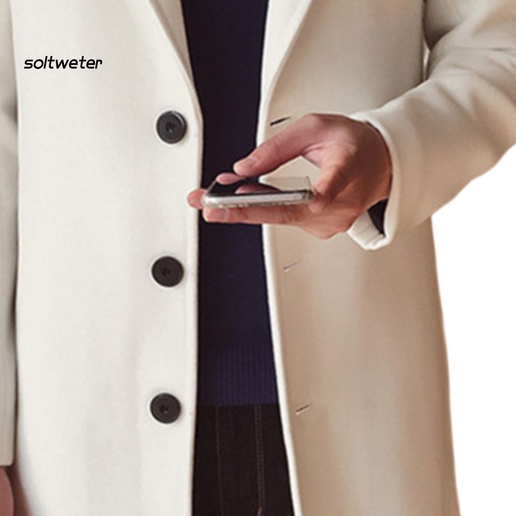 St Áo Khoác Nam Màu Trơn Dáng Ôm Cài Nút Cổ Bẻ Phong Cách Doanh Nhân Thời Trang Thu Đông