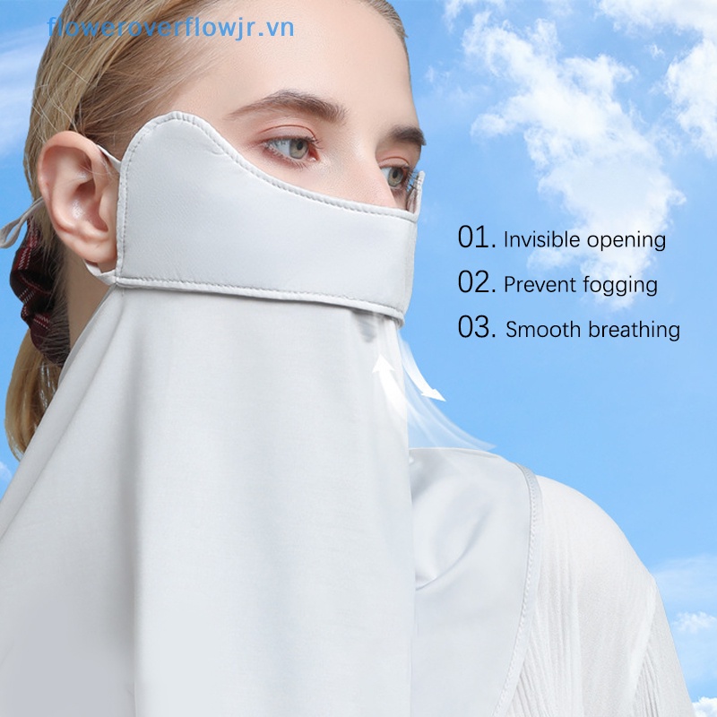 Khẩu Trang Chống Nắng Bằng Lụa Lạnh Che Tai Và Cổ Chống Tia UV Bảo Vệ Mặt Cho Nữ Khi Lái Xe