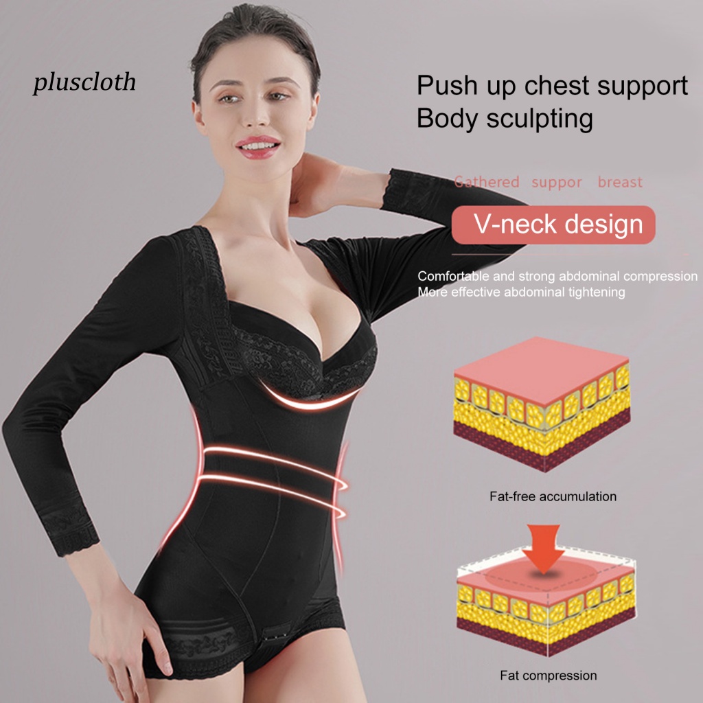 < Pluscloth > Đai Nịt Bụng Định Hình Cơ Thể Bằng Polyester Màu Đen Độ Co Giãn Cao Thoáng Khí Tạo Dáng Đẹp Cho Phụ Nữ Sau Sinh