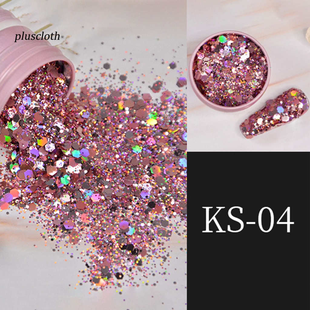 &lt; Pluscloth &gt; Hộp Sequin Lục Giác Siêu Mỏng Lấp Lánh Trang Trí Móng Nghệ Thuật