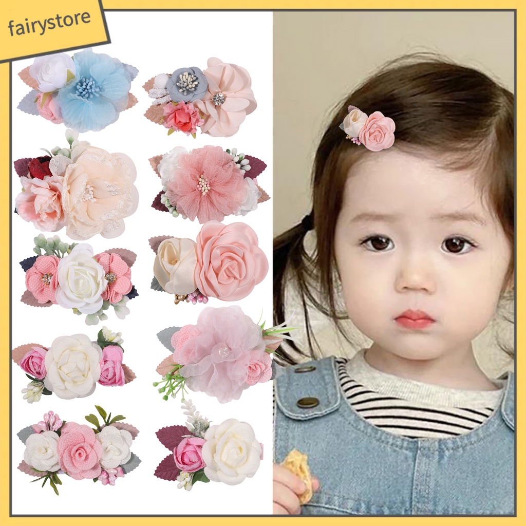 Kẹp Tóc Hình Hoa Đính Ngọc Trai Nhân Tạo Nhiều Kiểu Dáng Khác Nhau Cho Bé Gái