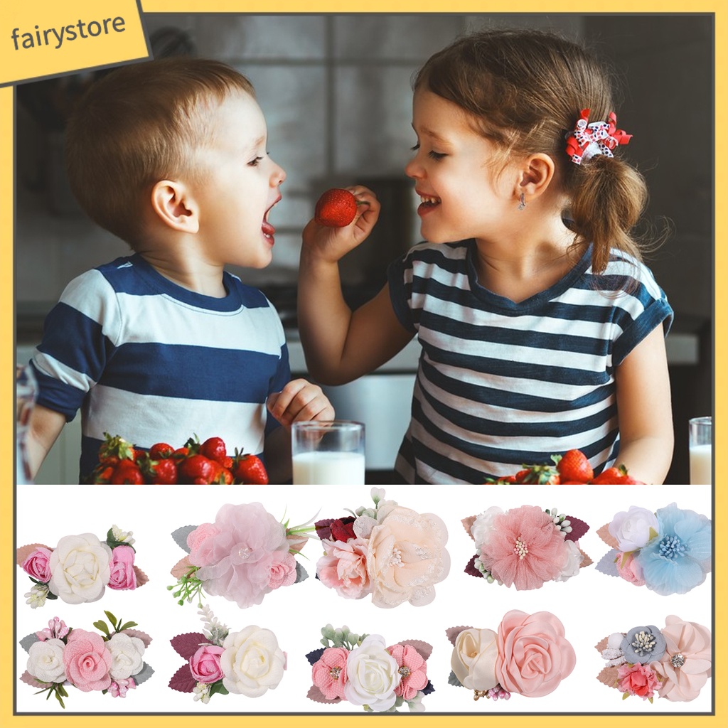 Kẹp Tóc Hình Hoa Đính Ngọc Trai Nhân Tạo Nhiều Kiểu Dáng Khác Nhau Cho Bé Gái