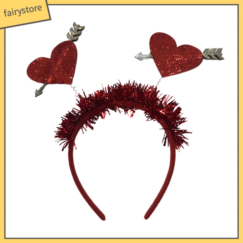 [FRO] Băng Đô Đính Kim Sa Đỏ Tạo Không Khí Co Giãn Chống Trượt Làm Quà Tặng Valentines