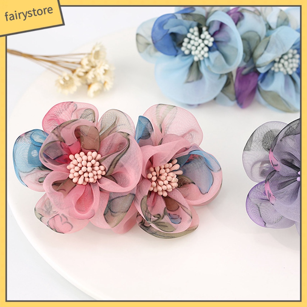 Kẹp Tóc Hình Hoa Sợi Lưới Chống Trượt Sang Trọng Cho Nữ