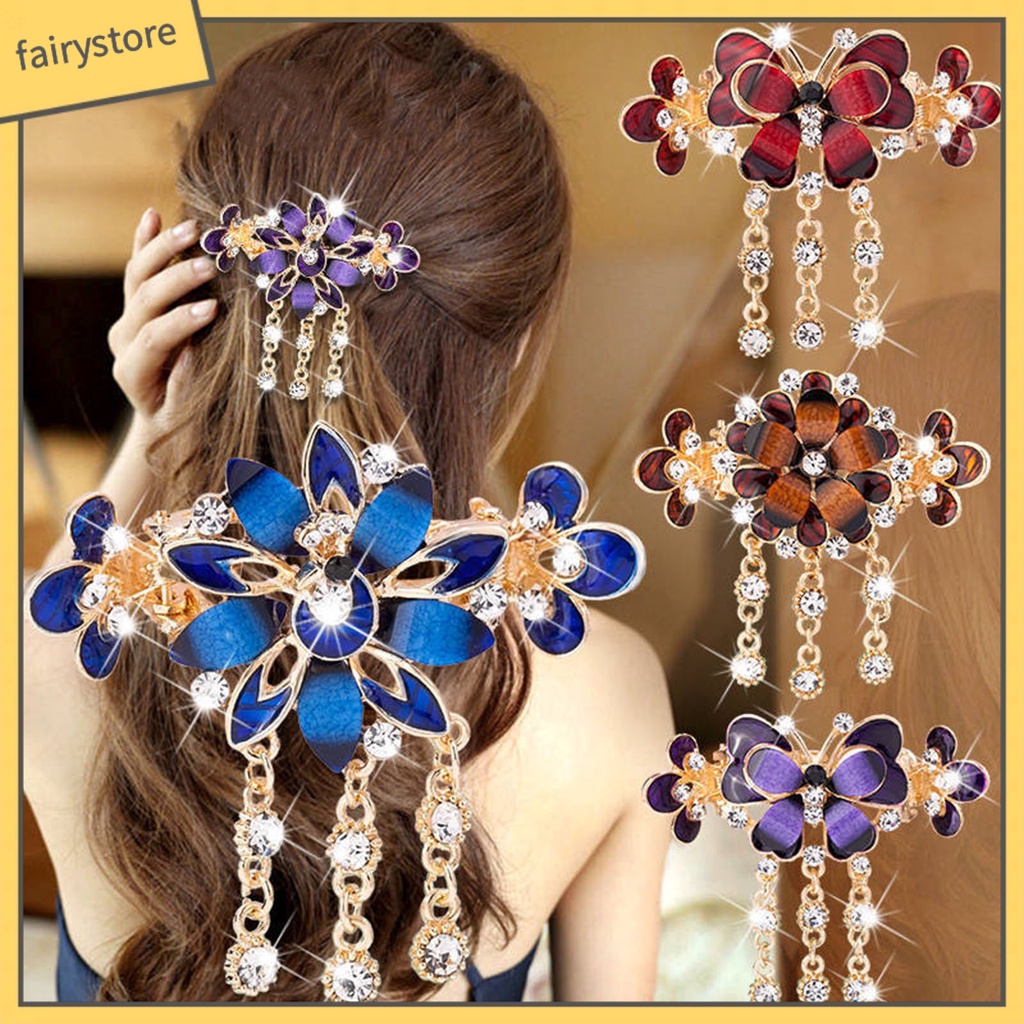 Kẹp Tóc Hình Hoa Đính Đá Lấp Lánh Phong Cách Vintage