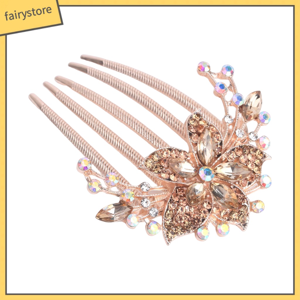 Lược Cài Tóc Năm Răng Đính Đá Lấp Lánh Chất Lượng Cao