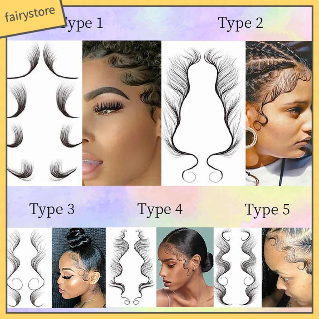 1 Cặp Miếng Dán Tóc Giả Xoăn Tự Nhiên Chống Nước Lâu Trôi Dễ Sử Dụng Dành Cho Bạn Nữ