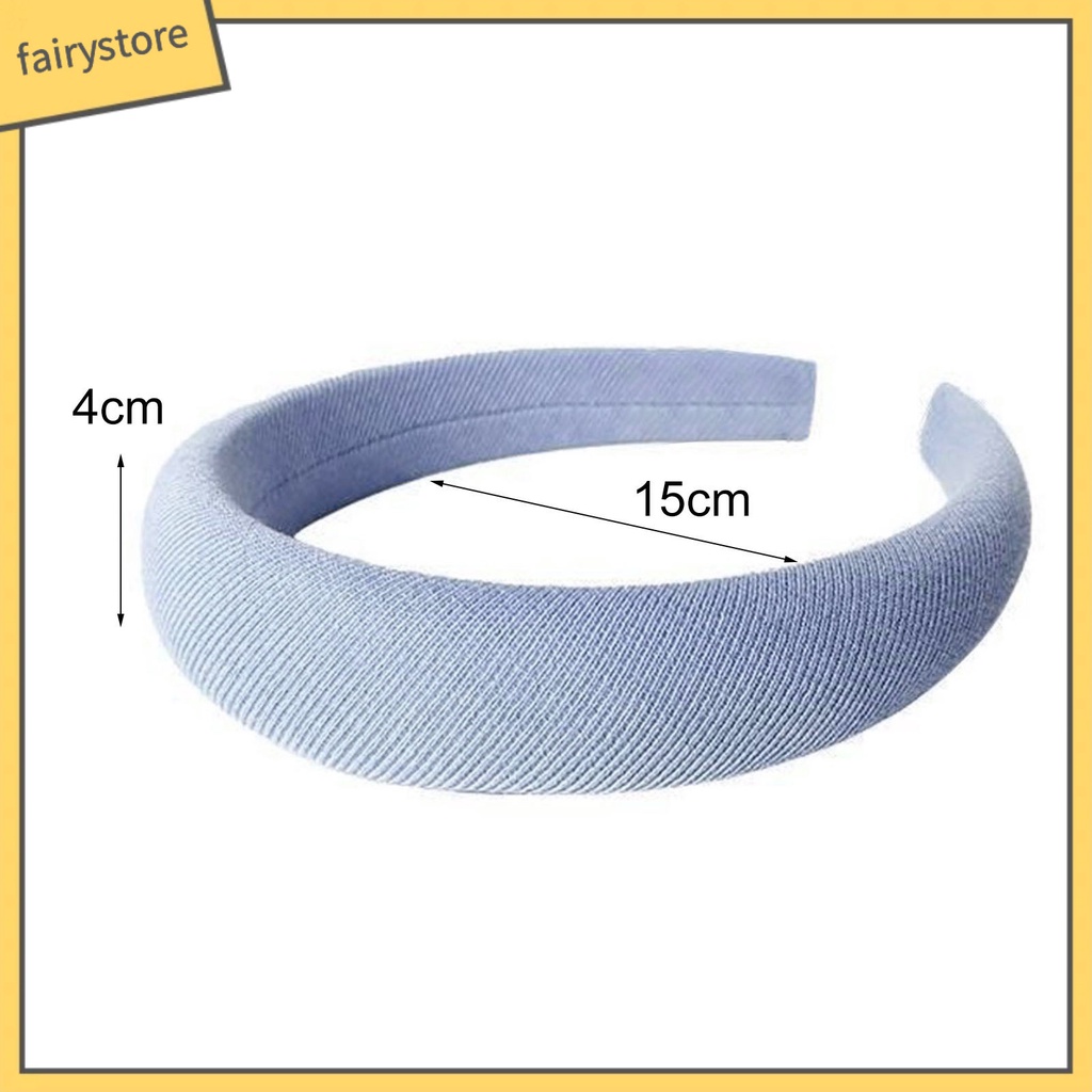Băng Đô Cài Tóc Bản Rộng Tăng Chiều Cao Bằng Xốp Chống Trượt Màu Trơn Có Gân