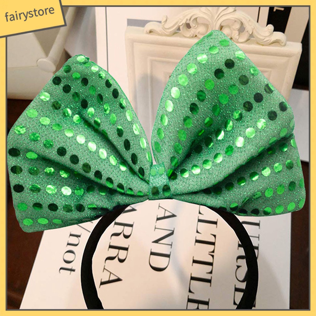 Băng Đô Cài Tóc Hình Nón Đính Nơ Lấp Lánh Cho Ngày Thánh Patricks