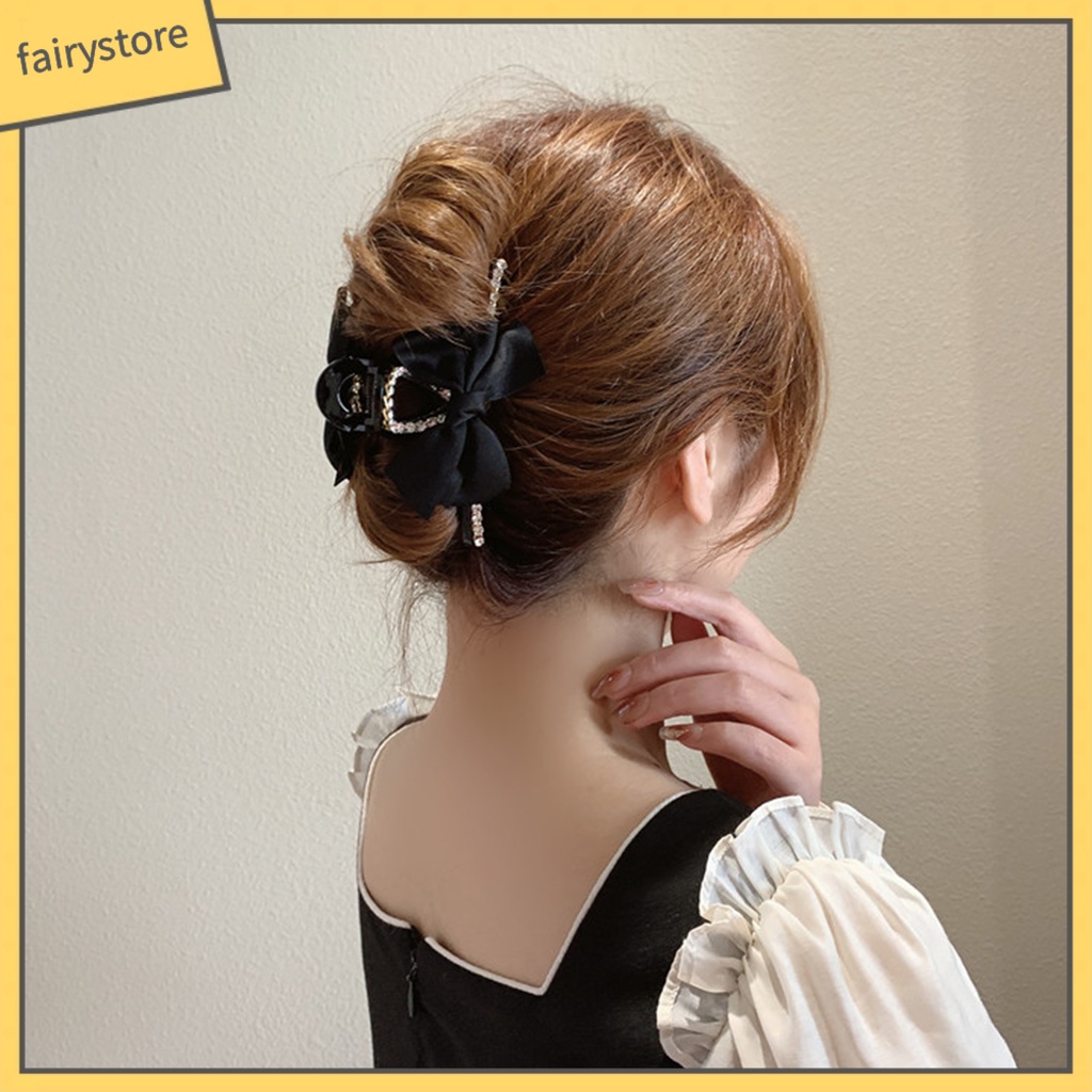 Kẹp Tóc Càng Cua Đính Đá Màu Trơn Chống Rơi Cho Nữ