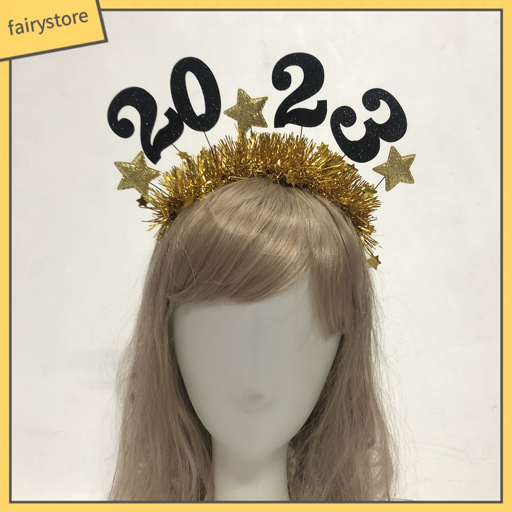 Băng Đô Cài Tóc Đính Chữ Số Và Ngôi Sao Lấp Lánh Mừng Năm Mới 2023