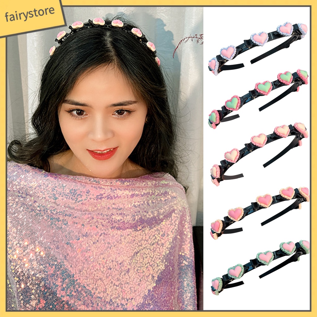 Băng đô cài tóc rửa mặt Co Giãn Chống Trượt Màu Sắc Tương Phản Trang Trí Trái Tim Cho Nữ