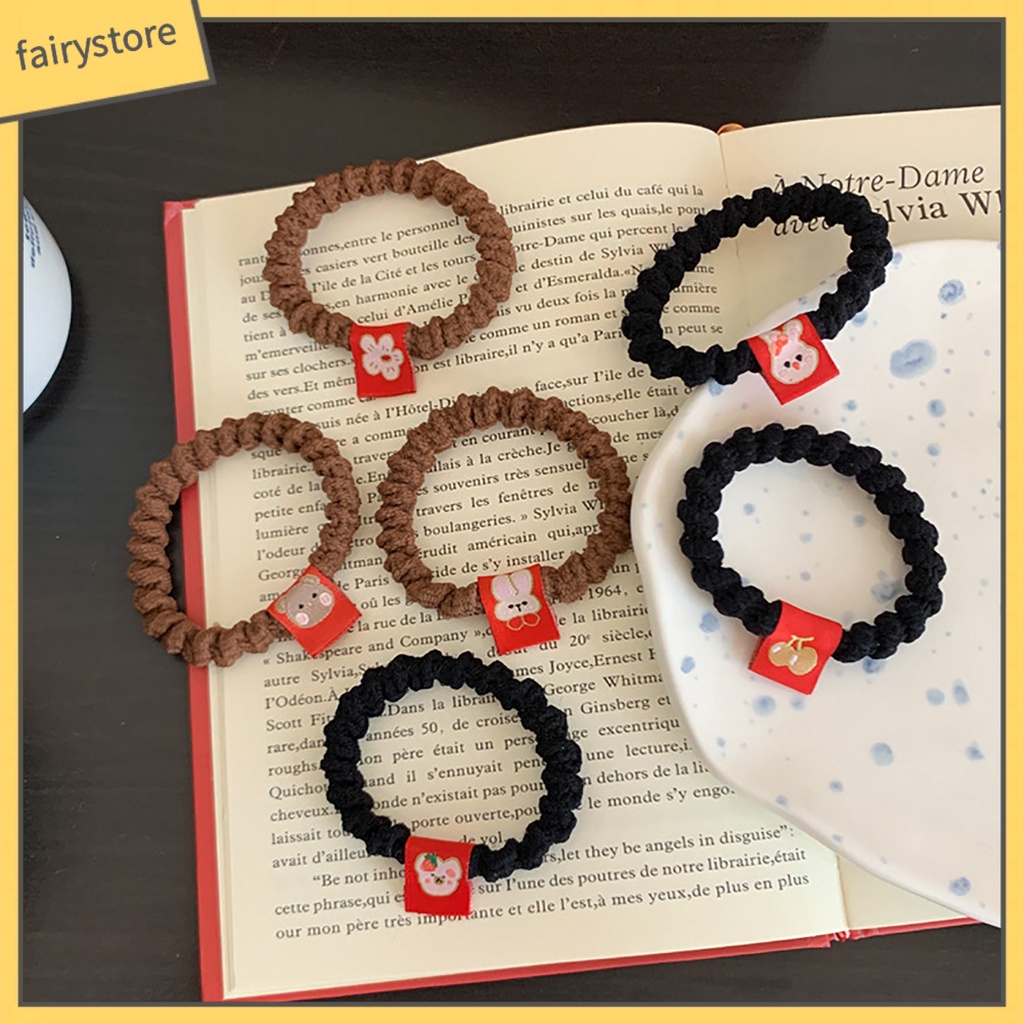 Bộ 2 Dây Cột Tóc Co Giãn Chống Trượt Hình Thỏ Xinh Xắn