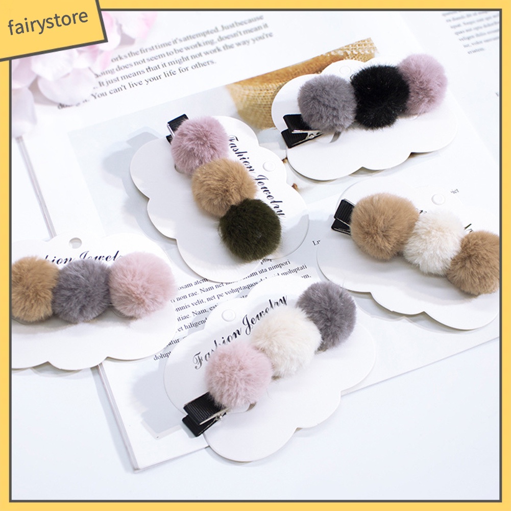 1 Kẹp Tóc Đính Bóng Xù Thời Trang Cho Nữ