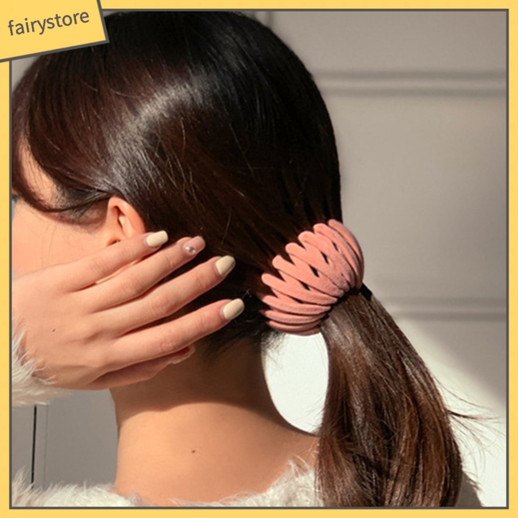 Dây Cột Tóc Hình Tổ Chim Bằng Resin Thanh Lịch Sáng Tạo Có Thể Thu Gọn Cho Nữ