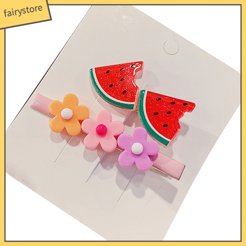 Set 2 Kẹp Tóc Hình Hoa / Trái Cây Dễ Thương Cho Bé Gái