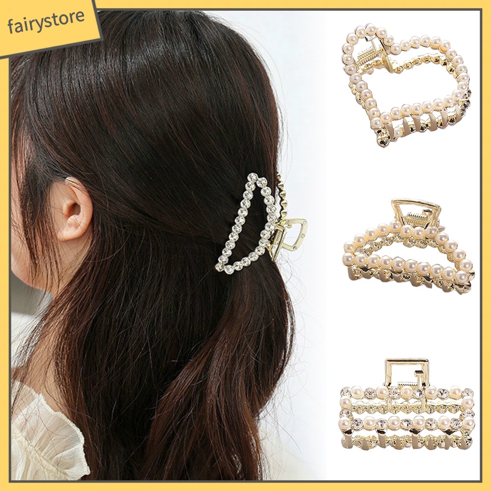 Kẹp Tóc Đuôi Ngựa Đính Ngọc Trai Giả Lấp Lánh Cho Nữ