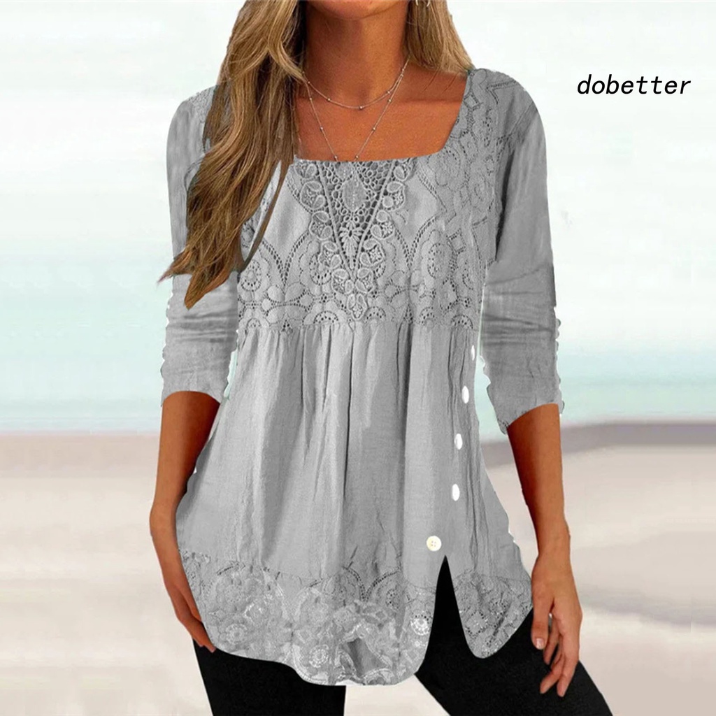 [DO] Áo Thun Dáng Rộng Xếp Ly Viền Xếp Ly Tay Lỡ Màu Trơn Có Nút Trang Trí Hoa Mùa Hè Dành Cho Bạn Nữ