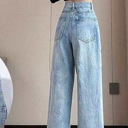 Quần Jeans Nữ Dài Lưng Cao Ống Rộng Thời Trang Hàn