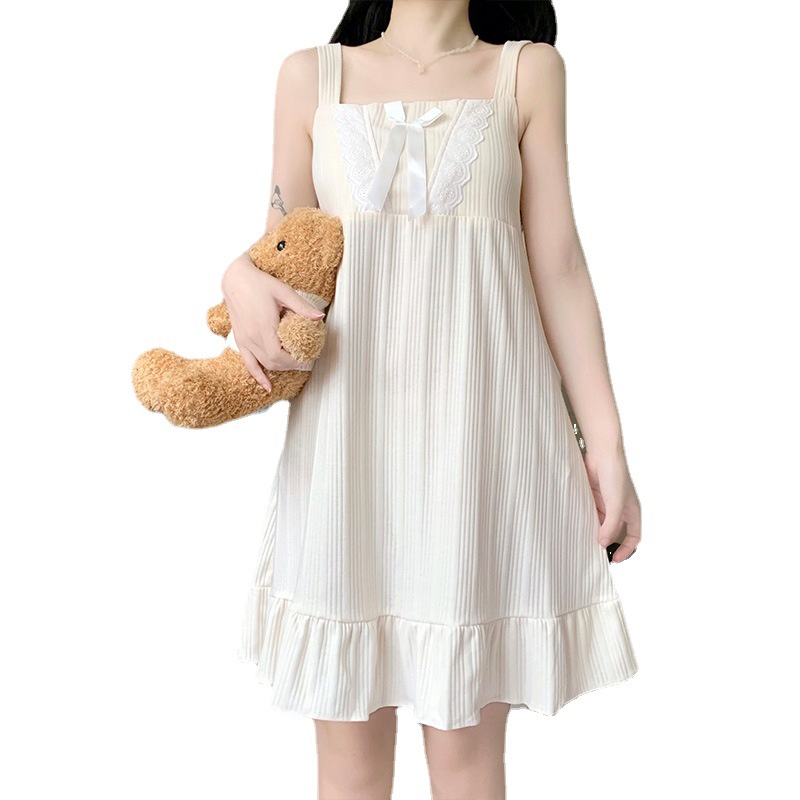 Váy Ngủ	Pyjama Đầm Ngủ Sát Nách Có Mút Đệm Ngực In Hoạt Hình Dễ Thương Thời Trang Mùa Hè Cho Bạn Gái luyoo32