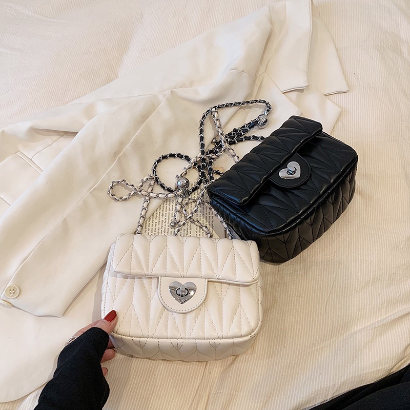 Túi Đeo Chéo Hình Vuông Cỡ Nhỏ Phối Dây Đeo Sợi Xích Thời Trang Sang Trọng Cho Nữ