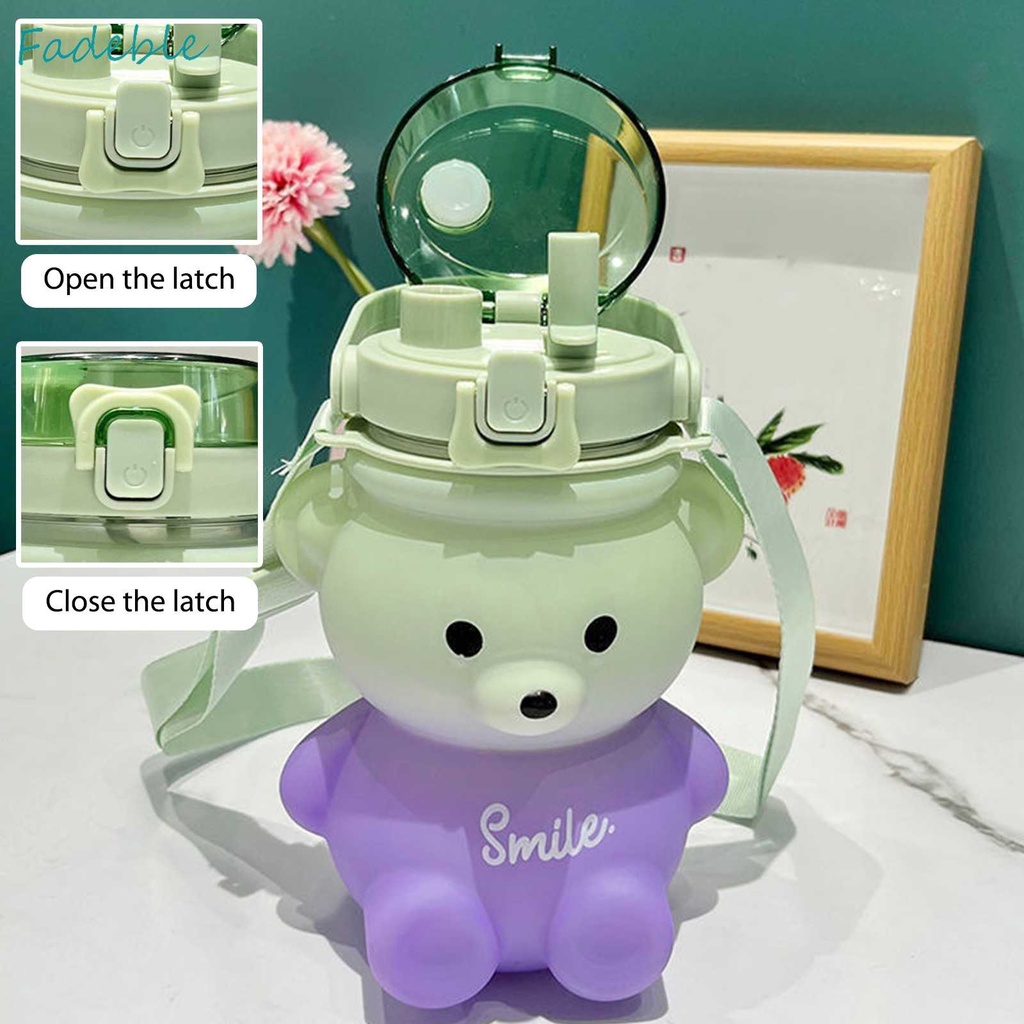 Cốc Uống Nước 1100ml Có Nắp Đậy Và Ống Hút Hình Gấu Dễ Thương