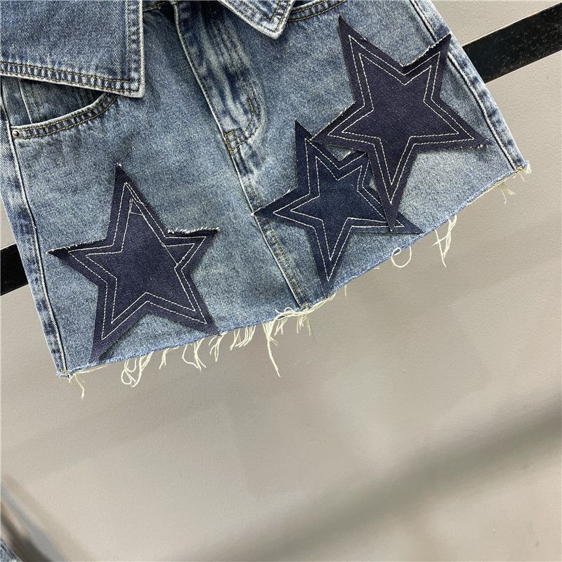 Chân Váy Jeans Chữ A Đính Ngôi Sao Thời Trang Nữ Tính