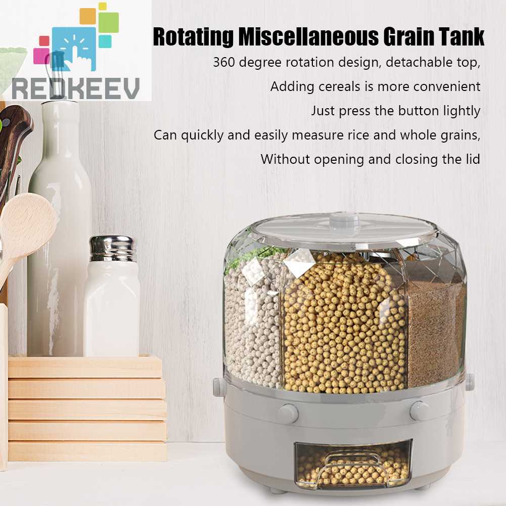 Hộp Đựng Thực Phẩm 6 Ngăn Xoay 360 Độ Chống Bụi Cho Nhà Bếp