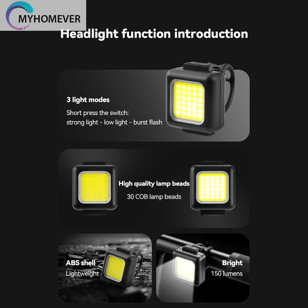 Đèn LED COB Chống Nước 130LM / 80LM 150mAh Cổng Sạc USB Loại C Cho Xe Đạp