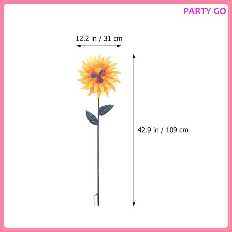 Con Quay Cối Xay Gió Bằng Kim Loại Hình Hoa Hướng Dương Trang Trí Sân Vườn Kích Thước 109x31x3cm uiran.vn